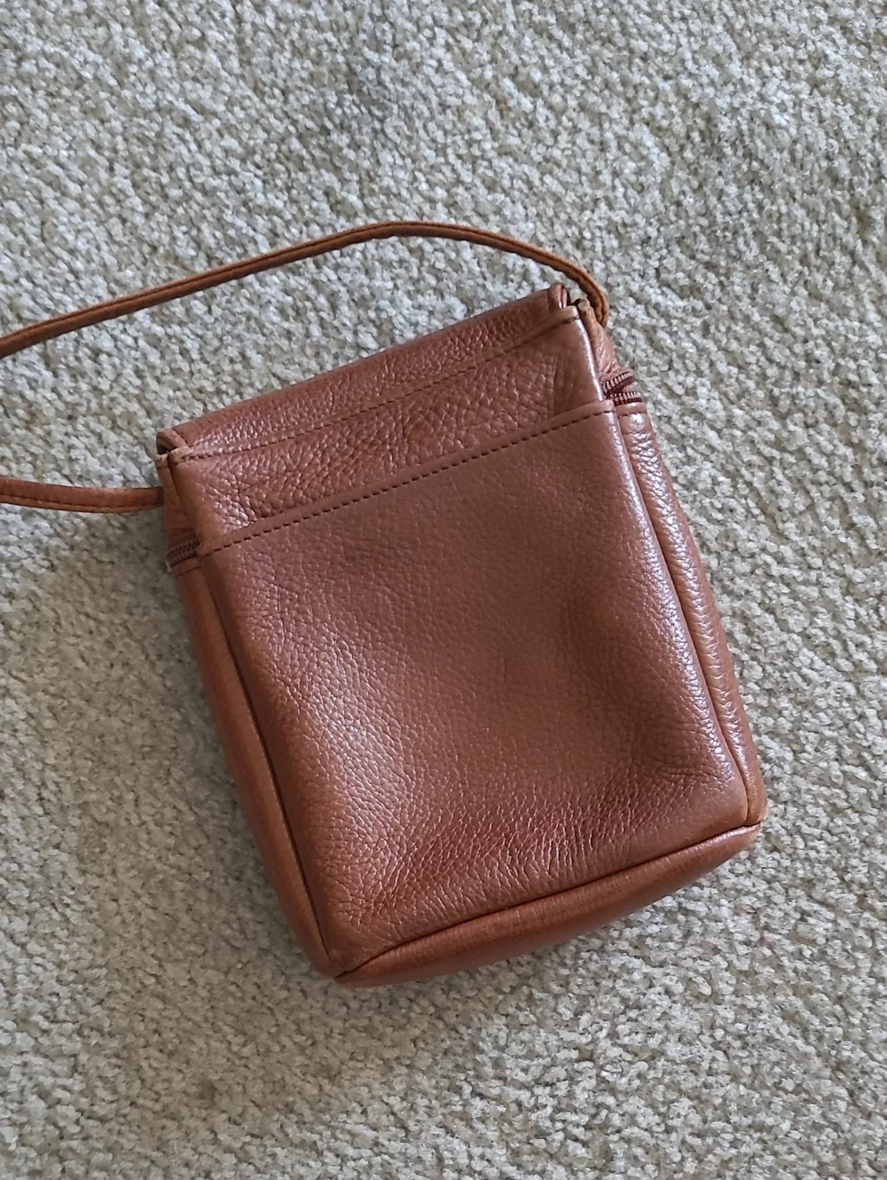 Vintage Brown Pebbled Leather Crossbody Bag - Picture 3 of 7